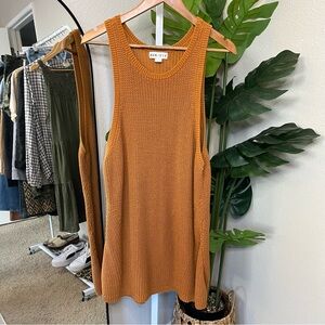🧡 Ava & Viv Chunky Knit Sweater Tank Dress | Rust Mustard Sleeveless Tunic 2X